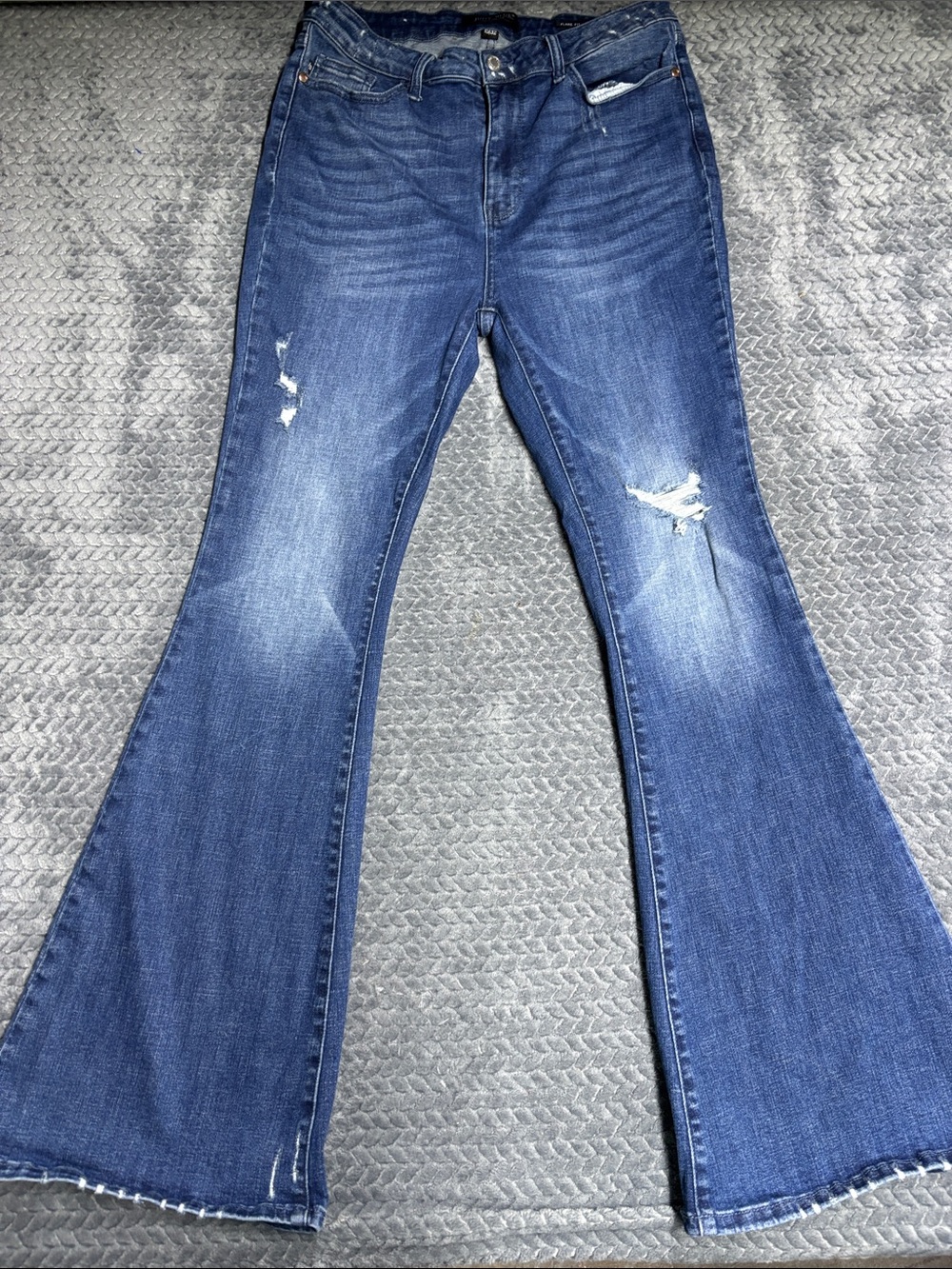 Judy Blue Dark Blue Distressed Flare Fit Jeans